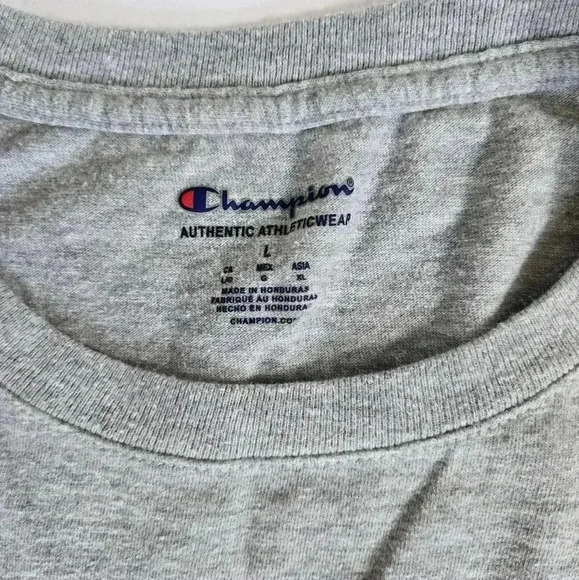 Champion set of 2 t shirts white and grey w/ logo Sz Large - Picture 3 of 10